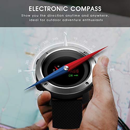 SKMEI Digital Watch, Waterproof Military Watch with Compass Stopwatch Pedometer LED Color Screen Wrist Watch for Men