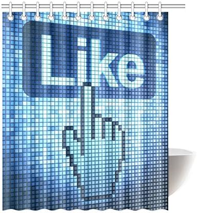 POEENG Custom Social Network With Like Button Waterproof Polyester Shower Curtain 60"x72"