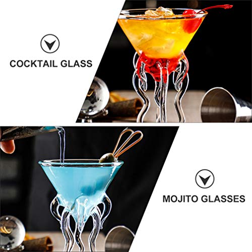 Cabilock Cocktailgläser Glas Transparent Tintenfisch Design Cocktailbecher 2 Stücke Neuheit Bier Wein Saft Tasse… – Bild 6