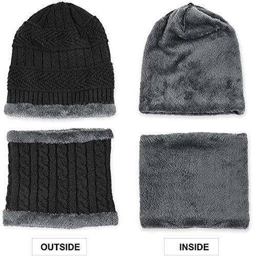 HUNTSMANS ERA Winter Knit Beanie, Hat, Neck Warmer Scarf and Woolen Gloves Set - Skull Cap for Men & Women (3 Piece) 2 HUNTSMANS ERA Winter Knit Beanie, Hat, Neck Warmer Scarf and Woolen Gloves Set - Skull Cap for Men & Women (3 Piece) - Image 2