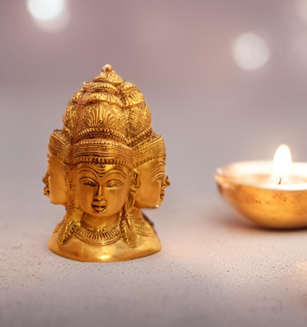 Purpledip Rare Collection Brass Statue Mukhalingam - Lord Shiva With Four Faces (10922)