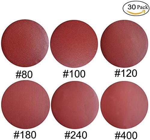 30 PCS 9-Inch NO-Hole PSA Aluminum Oxide Sanding Disc, Self Stick(5 Each of 80 100 120 180 240 400)