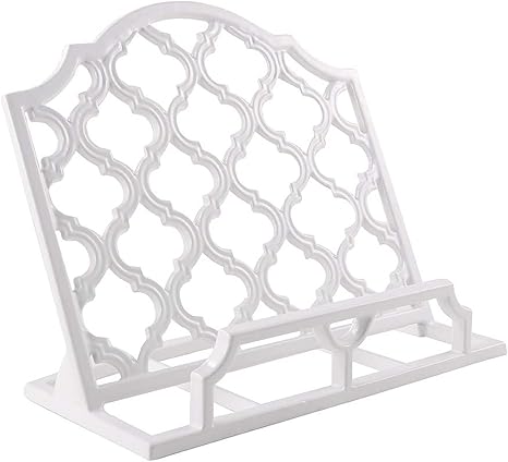 Amazon Com Vintage Cast Iron Cookbook Stand Holder Large Cookbook Holder White Metal Cookbook Stand For Kitchen Ipad Recipe Book Stand Kitchen Dining