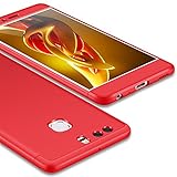 Huawei P9 Case, GKK 3 in 1 Double Dip Knight Series [Hybrid Hard Plastic] Full Protection Phone Case For Huawei P9 (Red)