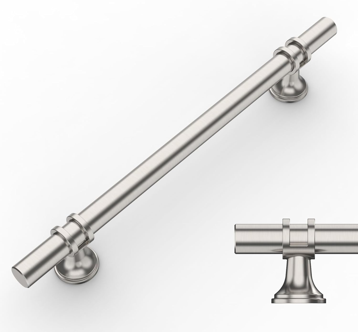 Amerdeco 10 Pack Brushed Satin Nickel Cabinet Pulls 6.3 Inch(160MM) Hole Centers Kitchen Cabinet Handles Cabinets Hardware Drawer Pulls AM002 — image 1