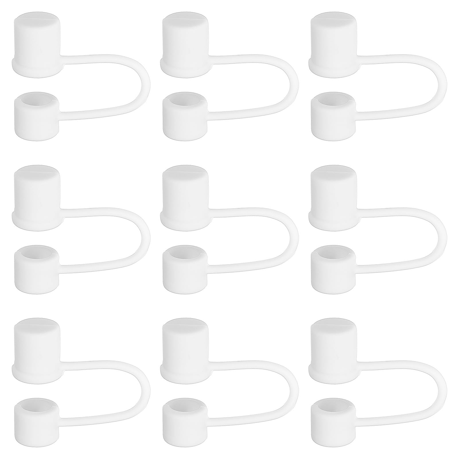 PATIKIL 0.4 In/10mm Silicone Straw Cover Cap, 9Pcs Dust-Proof Straw Tips Reusable Drinking Straw Caps, White