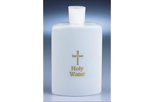 Large 8oz Frosted White Gold Cross Catholic Christian Holy Water Bottle by 1home
