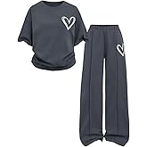 SOLY HUX Girl's Sweatsuit Short Sleeve T Shirts and Sweatpants Streetwear Summer Clothes 2 Piece