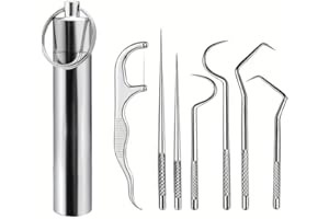 Portable Stainless Steel Toothpick Set, 7-Piece with Organizer Tube - Reusable, Durable, Unscented, Ideal for Travel, Home, K