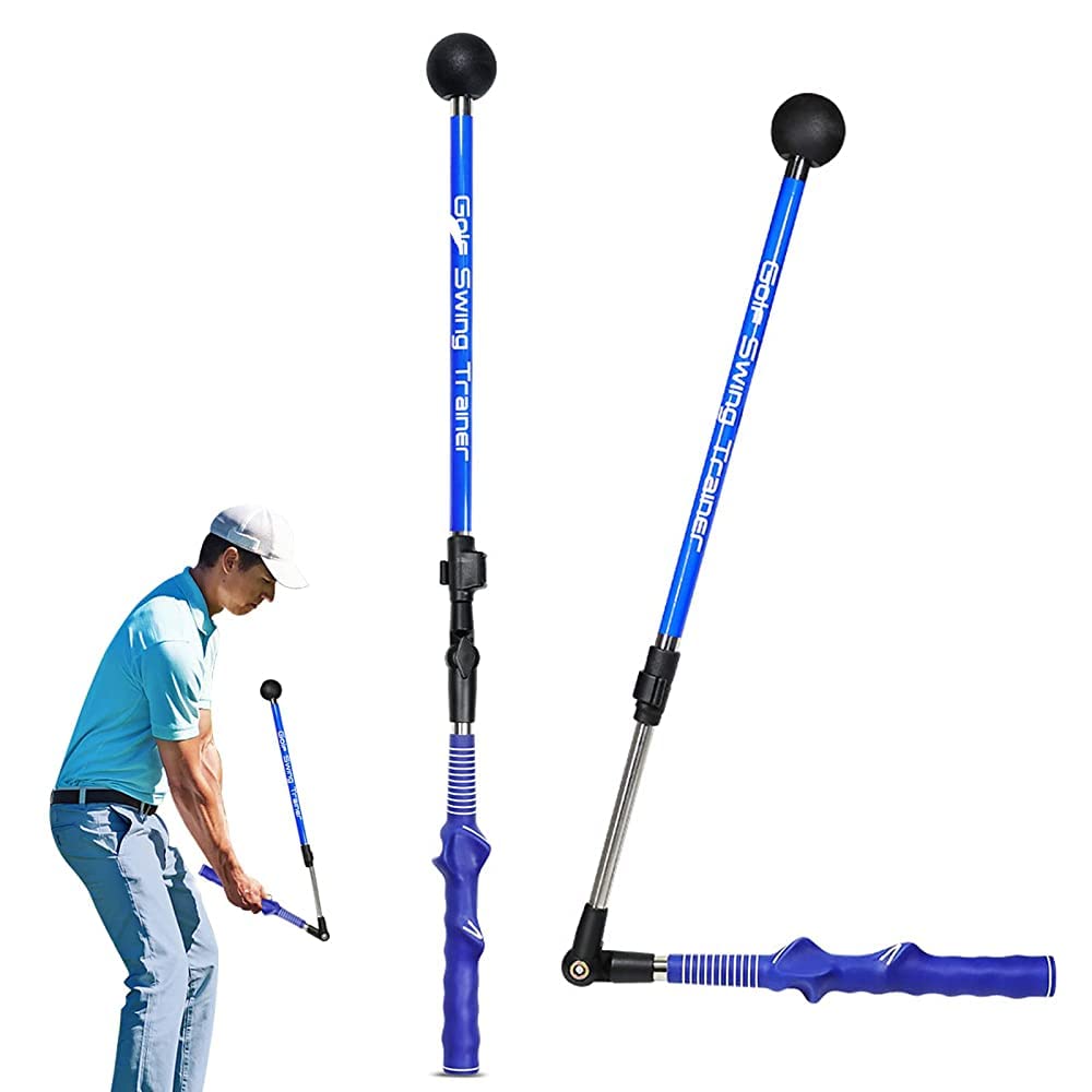 mumisuto Golf Swing Training Aid, Foldable Golf Simulator for Home Golf Training Aids, Adjustable Golf Alignment Sticks Indoor & Outdoor, Golf Swing Trainer Rotation for Beginner Professional (Blue)