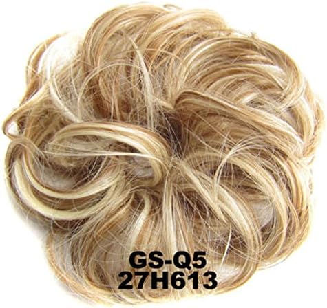 Curly Messy Hair Scrunchies Hair Bun Extensions, UxradG Natural Curly Wavy Hair Pieces For Women Ponytail Hair Extensions Hair Donut Hair Chignons Hair Accessories (3.5cm,27H613)