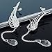 YSTD 1Pair Angel Wing Silver Crystal Chain Drop Dangle Ear Cuff Stud Clip Earrings (Ear stud)