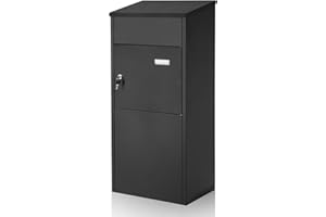 YOOBOX Package Delivery Boxes for Outside, Large Parcel Drop Box, Galvanized Steel Delivery Box, Secure Anti-Theft for Porch, Curbside, Black