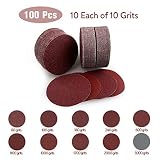 Jeteven 2 inch 100PCS Sanding Discs Pad Kit for Drill Grinder,Sanding Disc Dremel Sander Disc Grinding Discs for Drill Grinder 80-3000 Assorted Grit