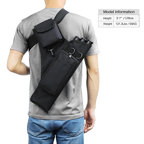 Pellor Oxford Hunting Archery Quiver With Shoulder Strap 3-Tube For Back or Waist Use (Pure Black)