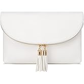 Solene Womens Envelop Clutch Purse Multi Compartments, 6 Card Slot Inside, Crossbody Bag With Tassels