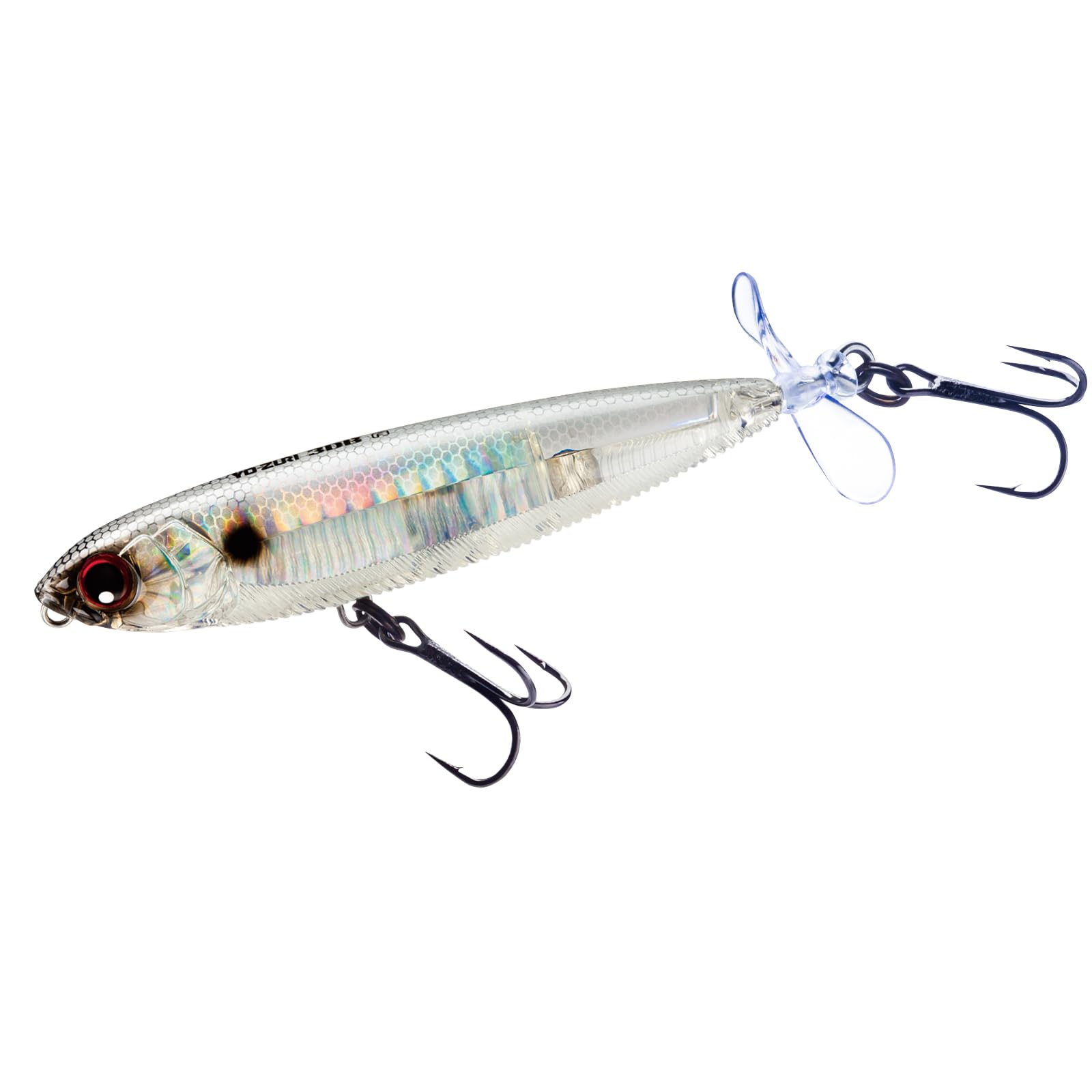 Yo-Zuri 3DB Prop Floating Lure, Prism Ghost Shad, 3 1/2-Inch