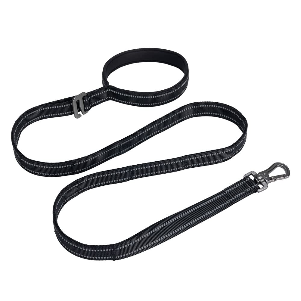EXCELLENT ELITE SPANKER Reflective Nylon Dog Leash Padded Handle 5 FT Dogs Leashes with Quick Release Buckle for Medium & Large Dogs（Black）