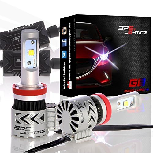 BPS Lighting G8 LED Headlight Bulbs w/ Clear Arc-Beam Kit 72W 12,000LM 6500K White Cree LED Headlight Conversion for Replace Halogen Headlights 2 Yr Warranty - (2pcs/set) (H11)