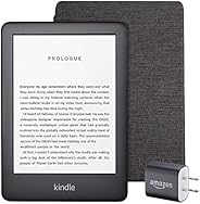 Kindle Essentials Bundle including Kindle, now with a built-in front light, Black - Ad-Supported, Kindle Fabri