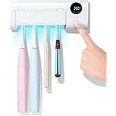 StarWin UV Toothbrush Cleaner, Timer Function, Rechargeable Tooth Brush Holder Wall-Mounted for Bathroom, No Drilling, 4 Slots