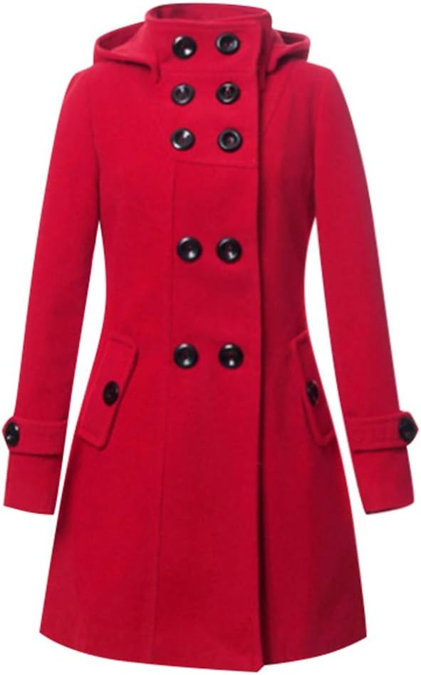 TOPSELD Womens Jackets,Fashion Hooded Autumn Winter Warm Long Sleeve Faux Button Coats