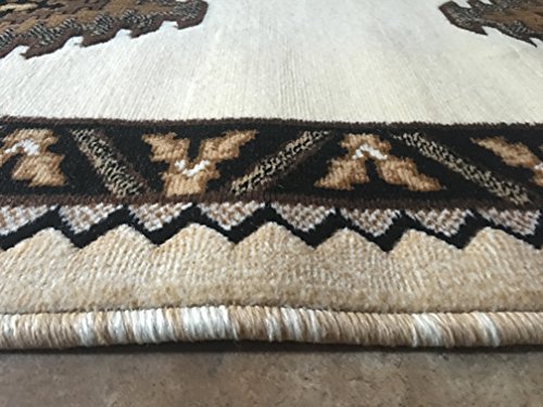 South West Native American Runner Area Rug Ivory Design D143 (2ft4in.X10ft11in.)