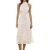 RIHOAS Women's Halter Neck Midi Dress Sleeveless Floral Print Flowy A Line Boho Sundress