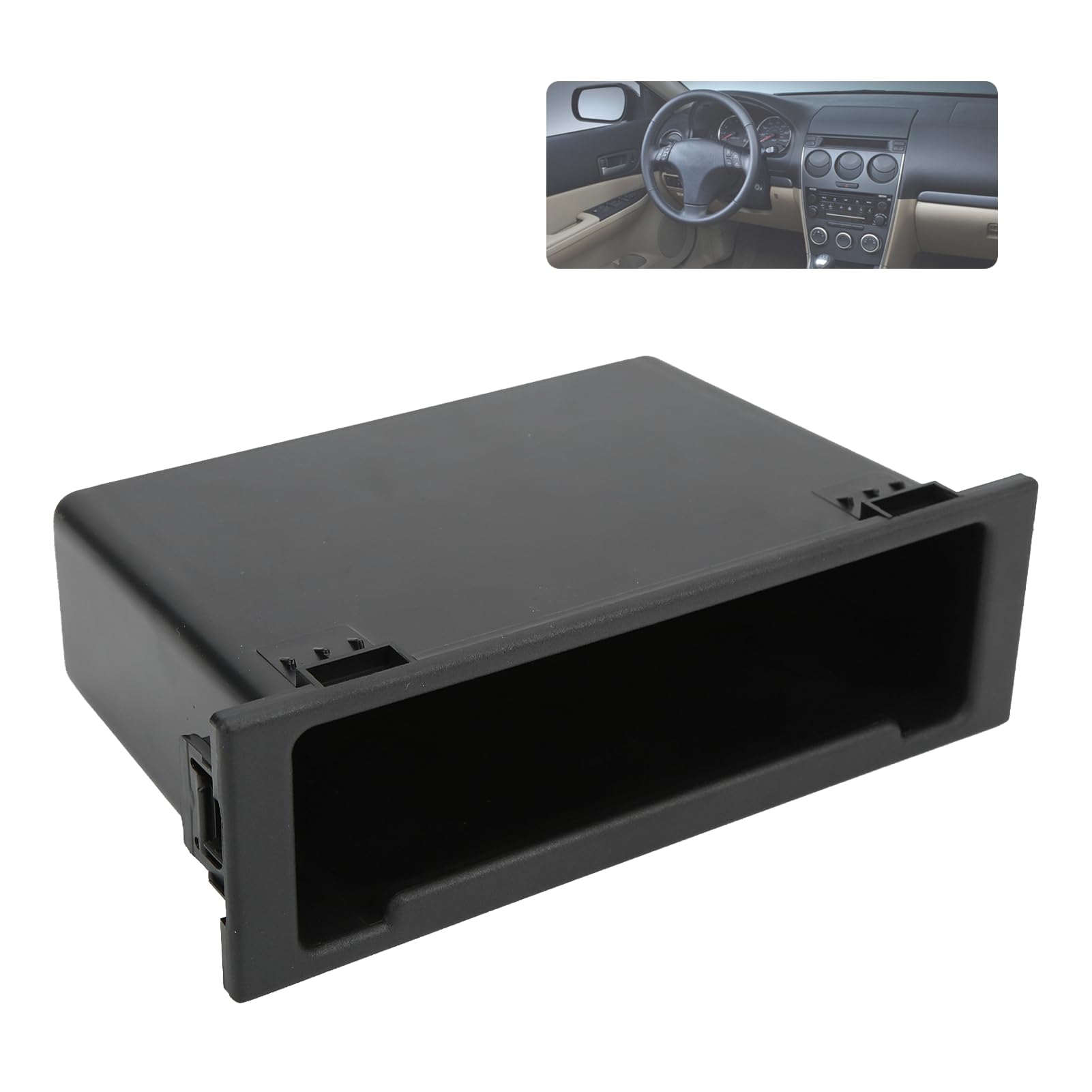 FAUOSWUK Car Stereo Audio Radio Storage Box, 1Din Dashboard Organizer 18x15x6 Cm Dash Radio Storage Box, Black Replacement Large Storage Space