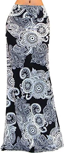 GotStyle Vivicastle Women's Spand Long Solid Rayon Foldover Maxi Skirt