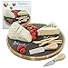 Cheese Board- Deluxe Lazy Susan Rotating Cheese Plate Party Platter Set - Serving Tray w 2 Cheese Knives & Chalk- Great