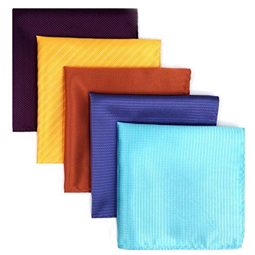 Shlax&Wing 5 Pieces Assorted Mens Pocket Square Handkerchiefs Set