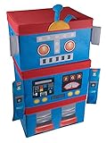 Robot Collapsible Toy Storage Organizer by Clever Creations | Stacking 3 Piece Set | Sturdy Toy Box Folding Storage for Kids Bedroom | Perfect Size for Organizing Books, Toys, Clothes | Red and Blue
