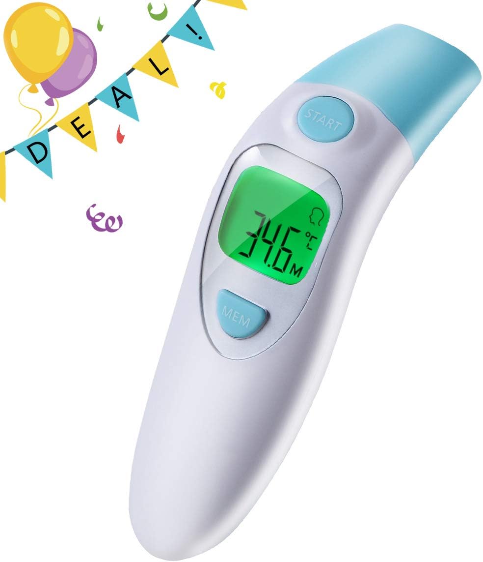 Baby Ear and Forehead Best Accurate Thermometer Fever Digital Infrared Instant Medical Thermometer Professional for Infants, Toddler, Adults and Objects - CE and FDA (Blue)