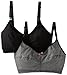 Leading Lady Women's Nursing Bra Wireless Cotton (2-Pack), Black/Gray Stripe, 36 C