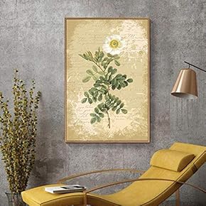 Floating Framed Canvas Wall Art for Living Room, Bedroom Retro Flower Canvas Prints for Home Decoration Ready to Hang - 16x24 inches