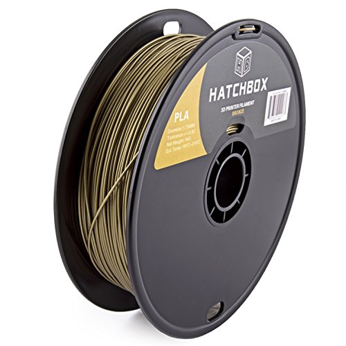 HATCHBOX 3D PLA-1KG1.75-BRNZ PLA 3D Printer Filament, Dimensional Accuracy +/- 0.05 mm, 1 kg Spool, 1.75 mm, Bronze