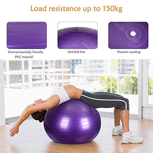 YEVITA Exercise Ball with Yoga Mat, Yoga Towel, Yoga Strap,Yoga Storage Bag, Stability Ball, Improves Balance and Core Strength，Anti-Burst & Extra Thick, Yoga Set Kit 5-Piece - Thumbnail 2