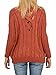 Choies Women Orange V-Neck Cable Knit Lace Up Open V Back Loose Tops Pullover Sweater