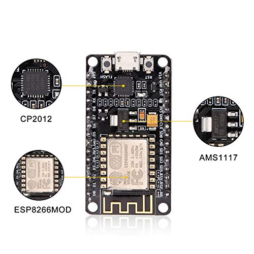 ESP8266 NodeMcu, ESP8266 WiFi Module, ESP8266 ESP-12E NodeMcu LUA CP2102 Internet WiFi Development Board Works with Arduino IDE/Micropython