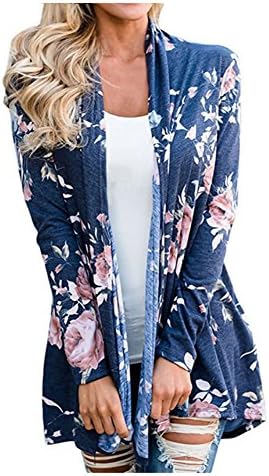 AuntTaylor Women's Draped Hem Loose Fit Front Open Cute Cardigan Dark Blue 2XL
