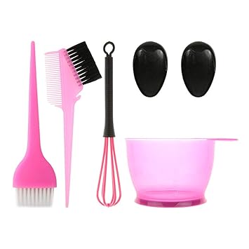 Amazon Com Inkach Hair Coloring Kit Professional Hair Dyeing Brush And Bowl Set With Dye Brush Comb Mixing Bowl Ear Cover Diy Beauty Salon Home Tint Tools Pink B Beauty