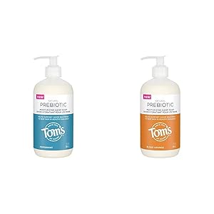 Tom's of Maine Prebiotic Moisturizing Natural Liquid Hand Soap, Peppermint, 12 oz. with Tom's of Maine Prebiotic Moisturizing Natural Liquid Hand Soap, Blood Orange, 12 oz.