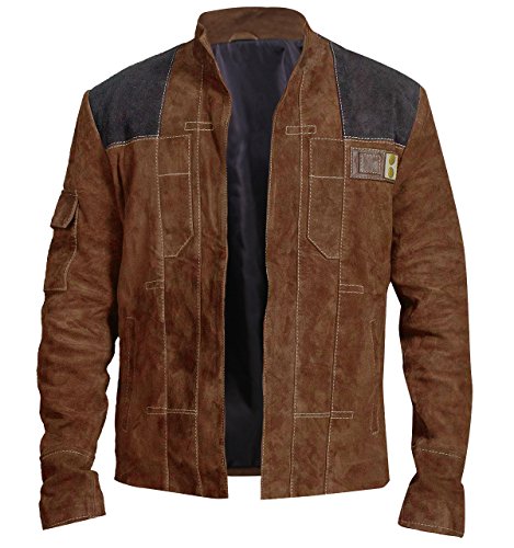 Mens Han Solo Star Wars Story Ehrenreich Suede Leather Jacket Light Brown