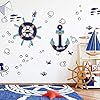 Meching-2-Pack-13-Nautical-Beach-Wooden-Ship-Wheel-and-13-Wood-Anchor-with-Rope-Nautical-Boat-Steering-Rudder-Wall-Decor-Door-Hanging-Ornament-Beach-Theme-Home-DecorationNavy-Blue Meching 2 Pack 13" Nautical Beach Wooden Ship Wheel and 13" Wood Anchor with Rope Nautical Boat Steering Rudder Wall Decor Door Hanging Ornament Beach Theme Home Decoration(Navy Blue)