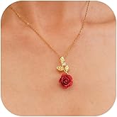 Dcfywl731 Flower Necklace for Women Rose Gold Flower Choker Necklace Valentines Day Gifts Romantic Jewelry Gift for Her