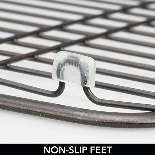 mDesign Kitchen Sink Metal Dish Drying Rack/Mat - Sleek Steel Wire - Allows Wine Glasses, Mugs, Bowls and Dishes to Drain in Sink - Pack of 2, Bronze - Thumbnail 2