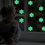 Christmas Snowflakes Wall Decals Decorations Glow in the Dark, Feskin Snow Flowers Window Stickers for Xmas Party Kids Home Room Decor