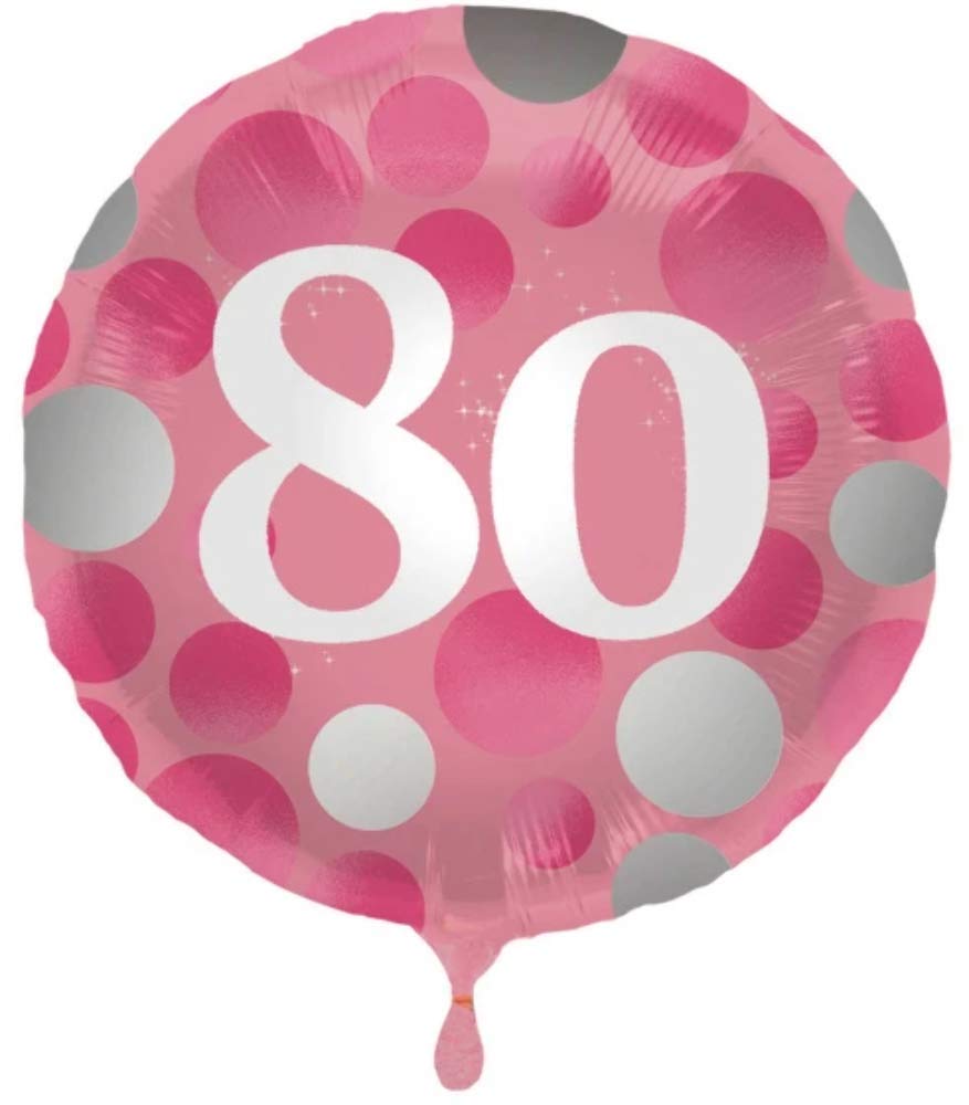 Folat 68680 Glossy Aluminium Balloon Pink 80 Years