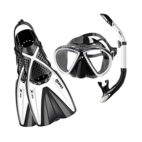 Mares Set Marea X-One - Adult Snorkelling Kit with Silicone Mask, Channel Thrust Adjustable Fins, Semi-Dry Snorkel with Valve